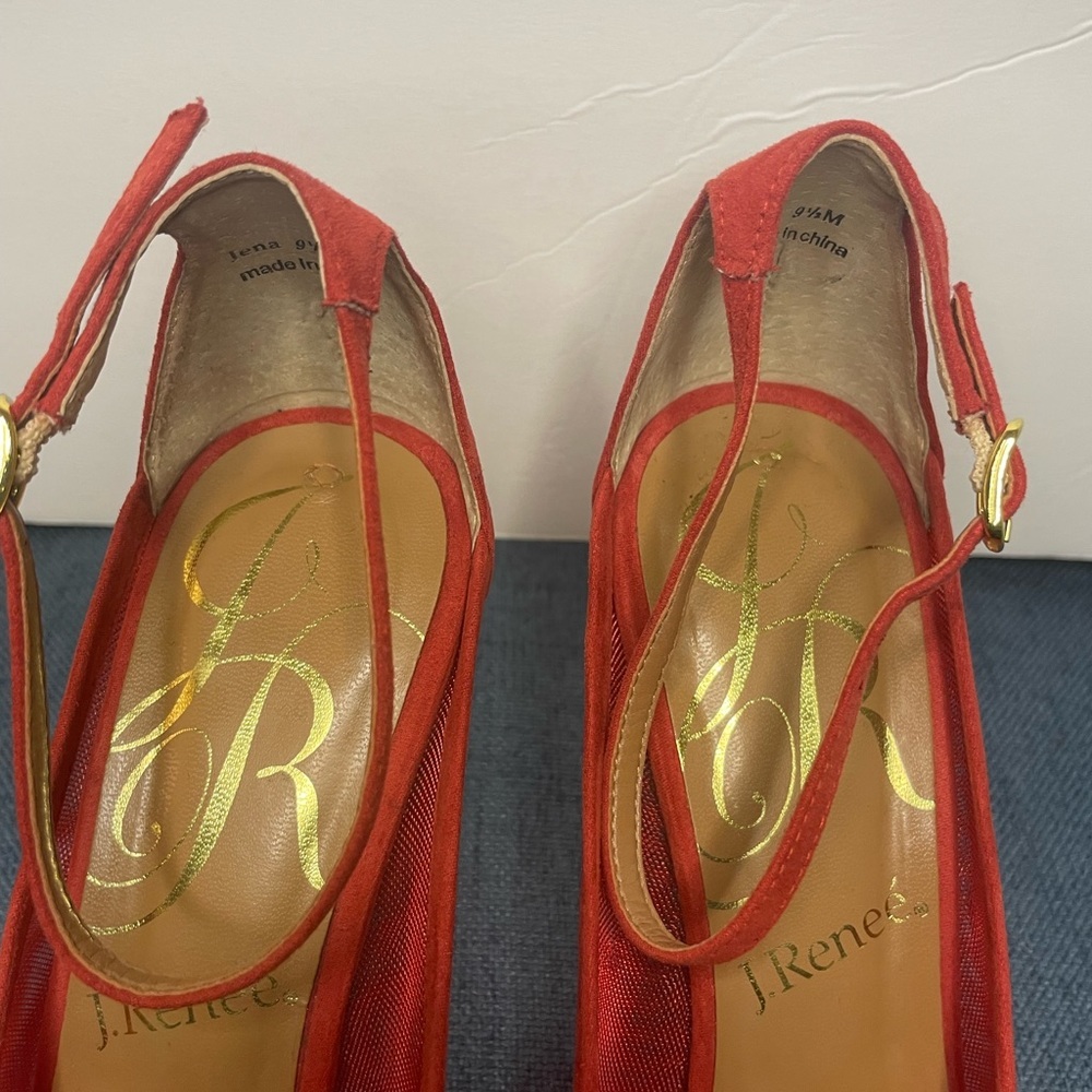 J. Renee Jena Mesh Ankle Strap Dress Pump in color Red in a size 9 1/2 - Picture 10 of 14